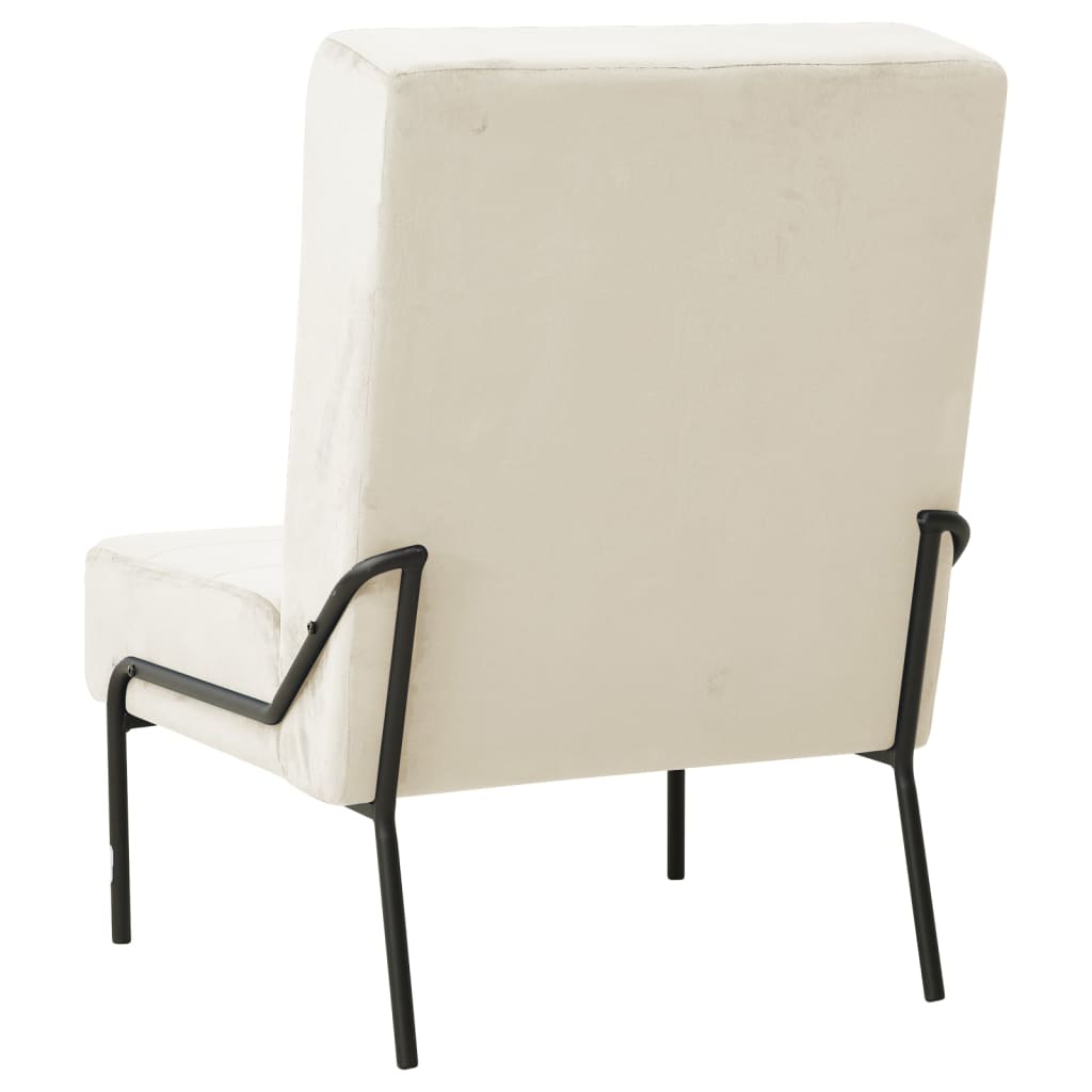 vidaXL Scaun de relaxare, 65x79x87 cm, alb crem, catifea vidaXL Scaun de relaxare, 65x79x87 cm, alb crem, catifea