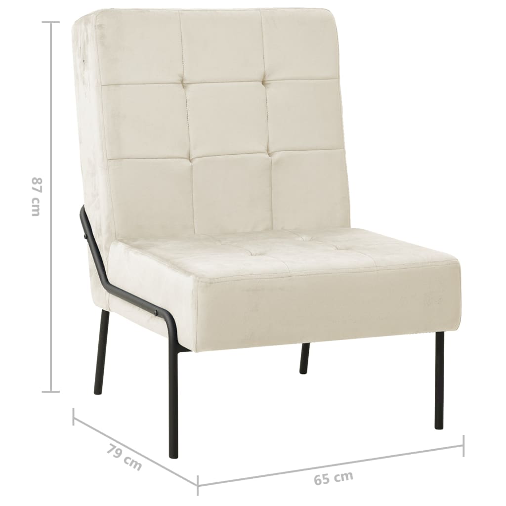 vidaXL Scaun de relaxare, 65x79x87 cm, alb crem, catifea vidaXL Scaun de relaxare, 65x79x87 cm, alb crem, catifea