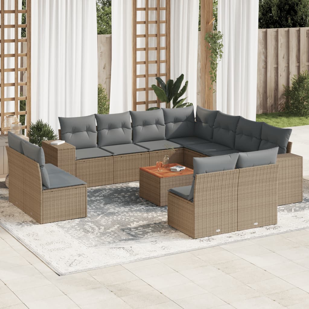 vidaXL Set canapele de grădină cu perne, 12 piese, bej, poliratan vidaXL Set canapele de grădină cu perne, 12 piese, bej, poliratan