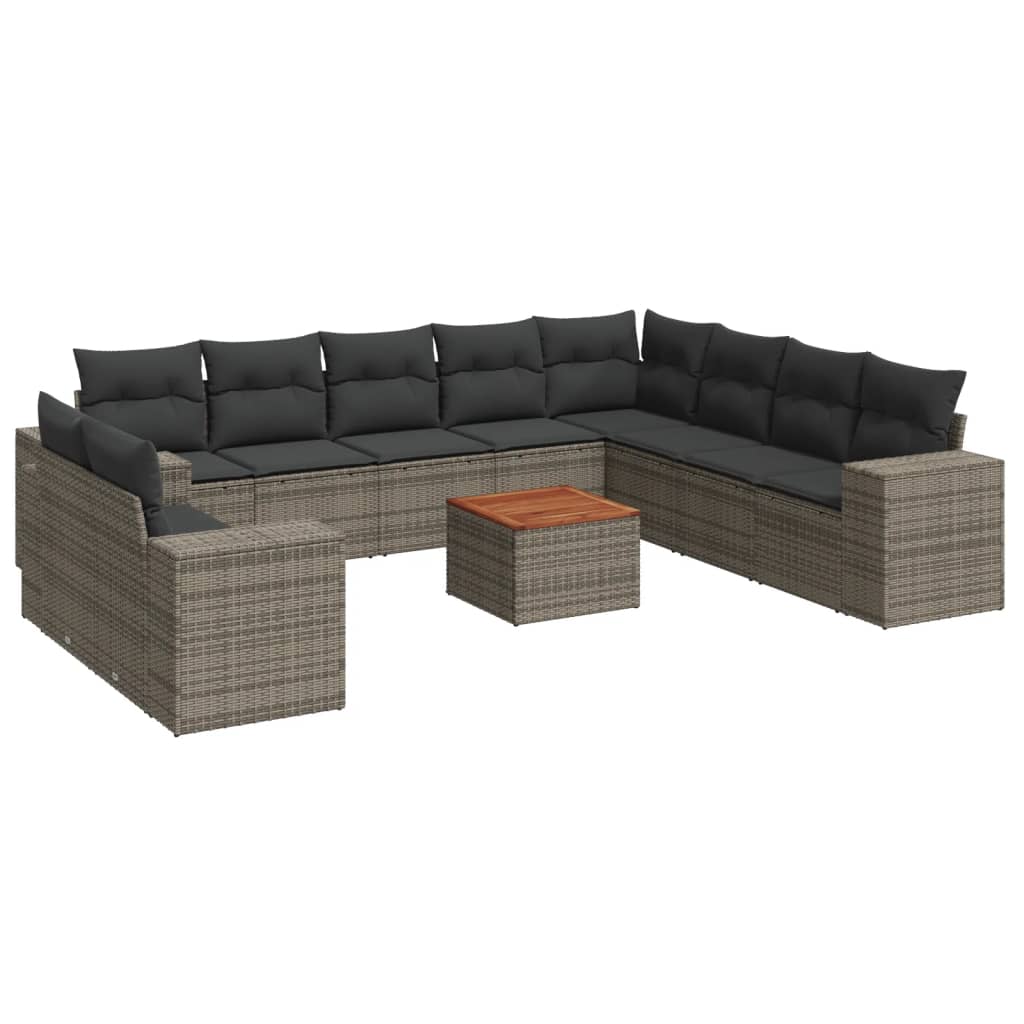 vidaXL Set canapele de grădină cu perne, 11 piese, gri, poliratan vidaXL Set canapele de grădină cu perne, 11 piese, gri, poliratan