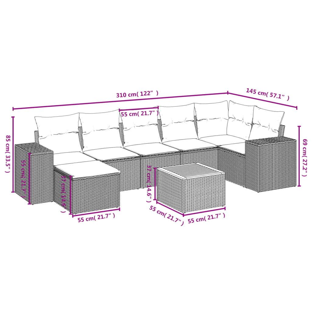 vidaXL Set mobilier de grădină cu perne, 8 piese, negru, poliratan vidaXL Set mobilier de grădină cu perne, 8 piese, negru, poliratan