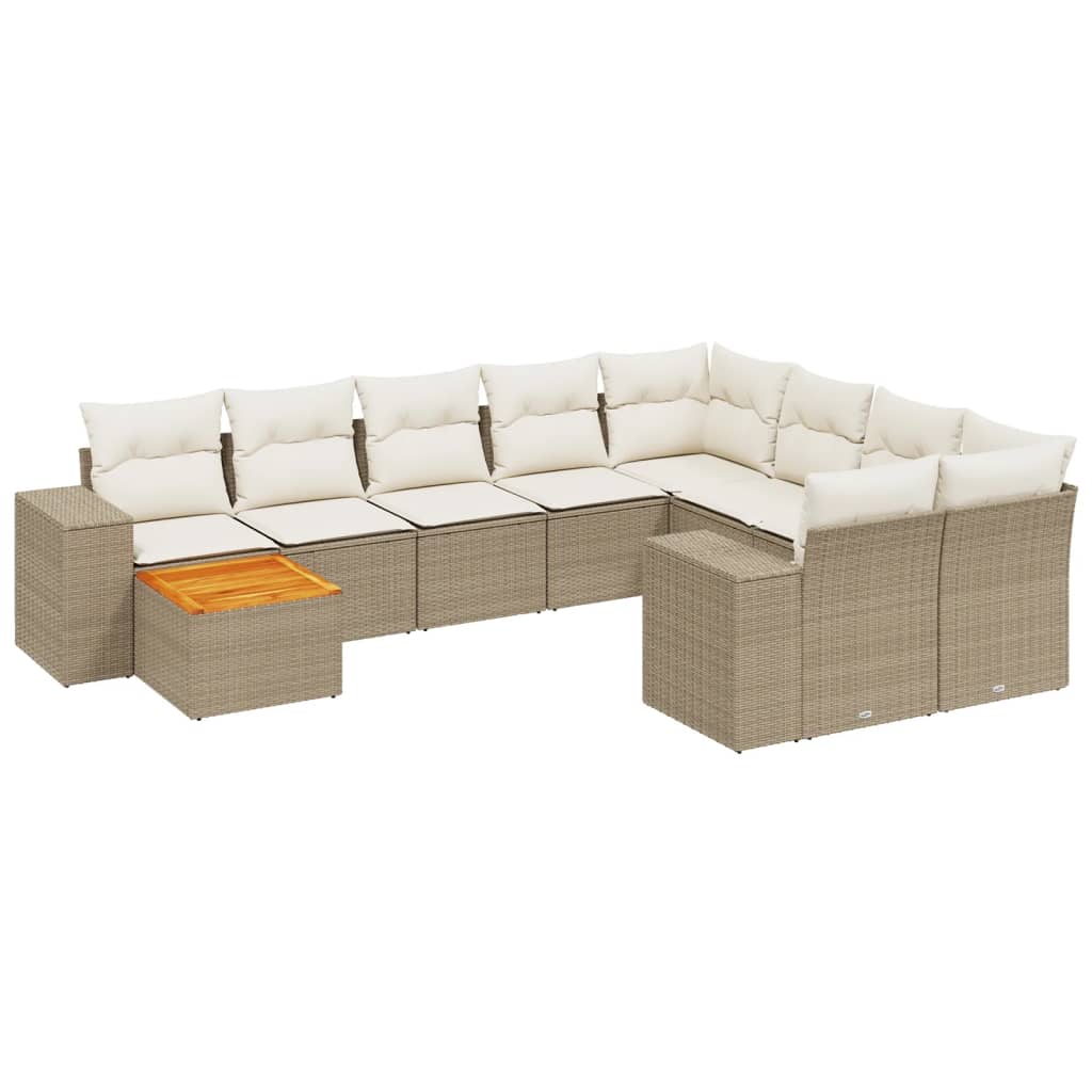vidaXL Set canapele de grădină cu perne, 10 piese, bej, poliratan