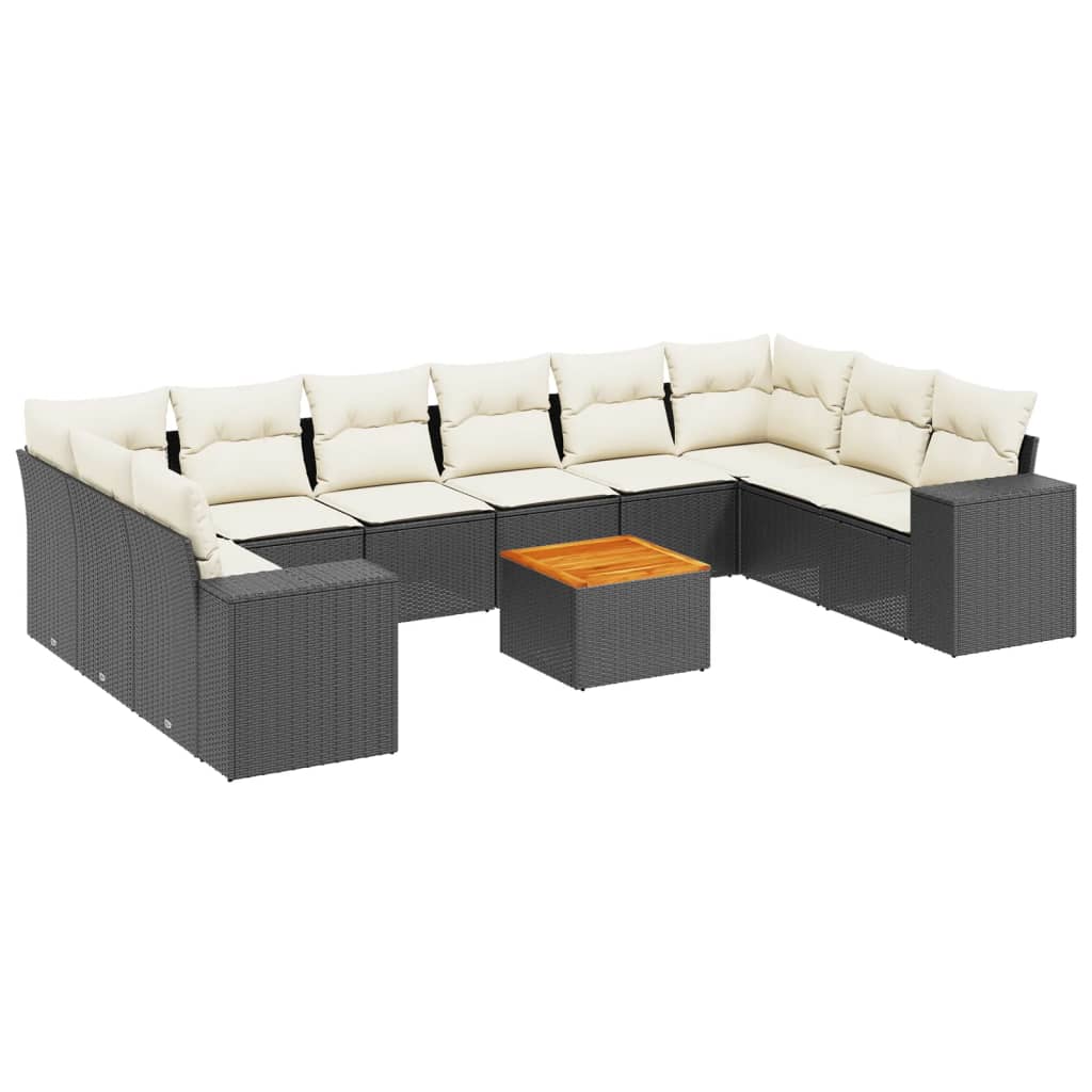 vidaXL Set canapele de grădină cu perne, 11 piese, negru, poliratan vidaXL Set canapele de grădină cu perne, 11 piese, negru, poliratan