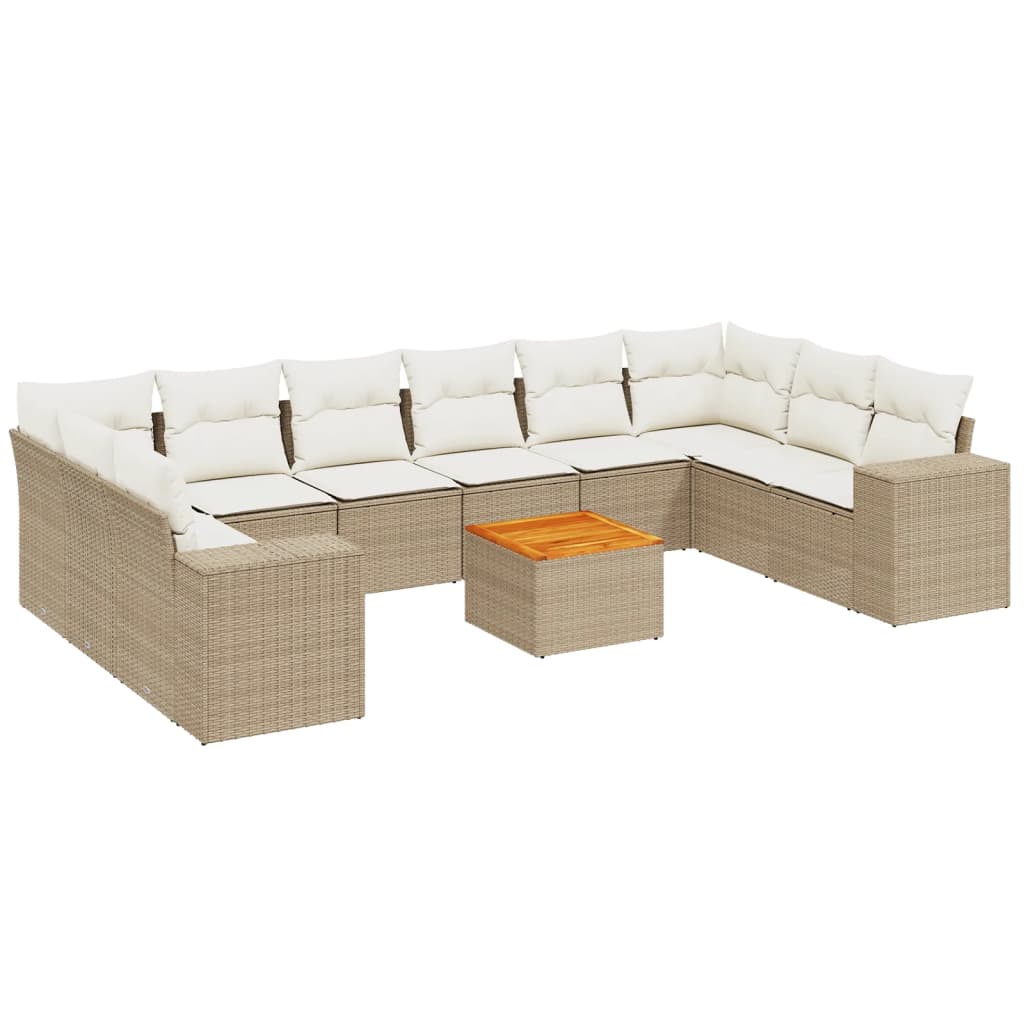 vidaXL Set canapele de grădină cu perne, 11 piese, bej, poliratan vidaXL Set canapele de grădină cu perne, 11 piese, bej, poliratan