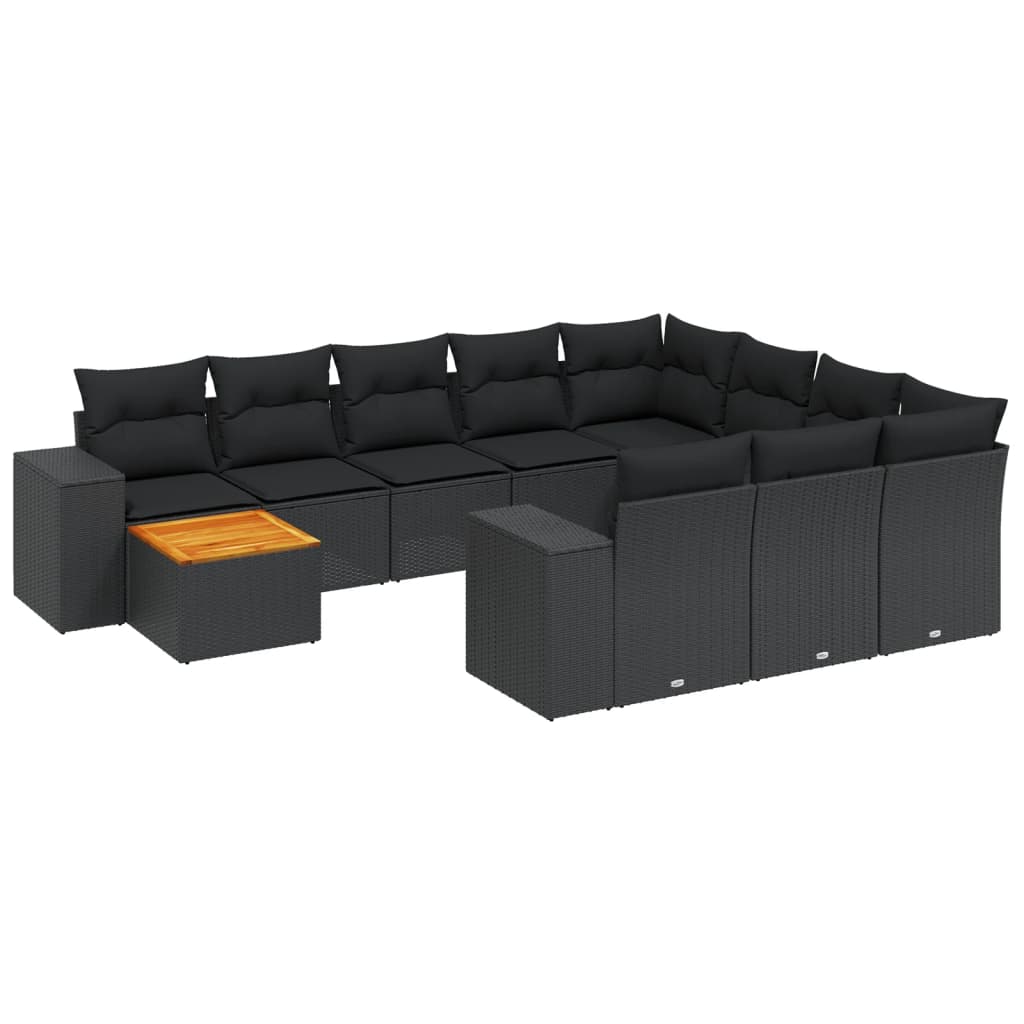 vidaXL Set canapele de grădină cu perne, 11 piese, negru, poliratan vidaXL Set canapele de grădină cu perne, 11 piese, negru, poliratan