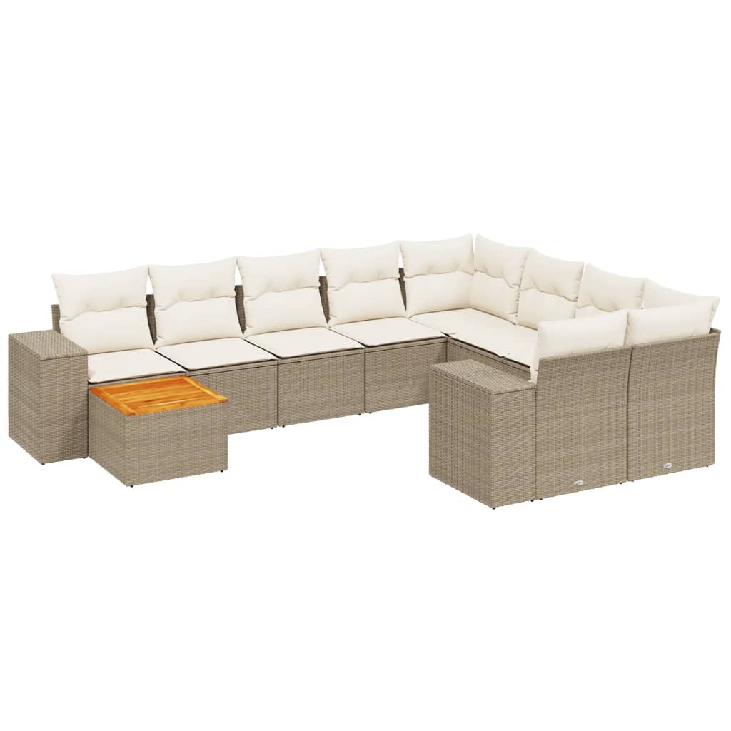 vidaXL Set canapele de grădină cu perne, 11 piese, bej, poliratan