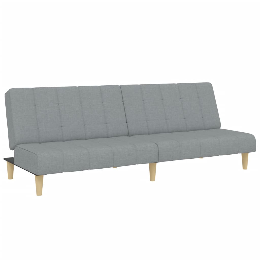 vidaXL Canapea extensibilă cu taburet, 2 locuri, gri deschis, textil