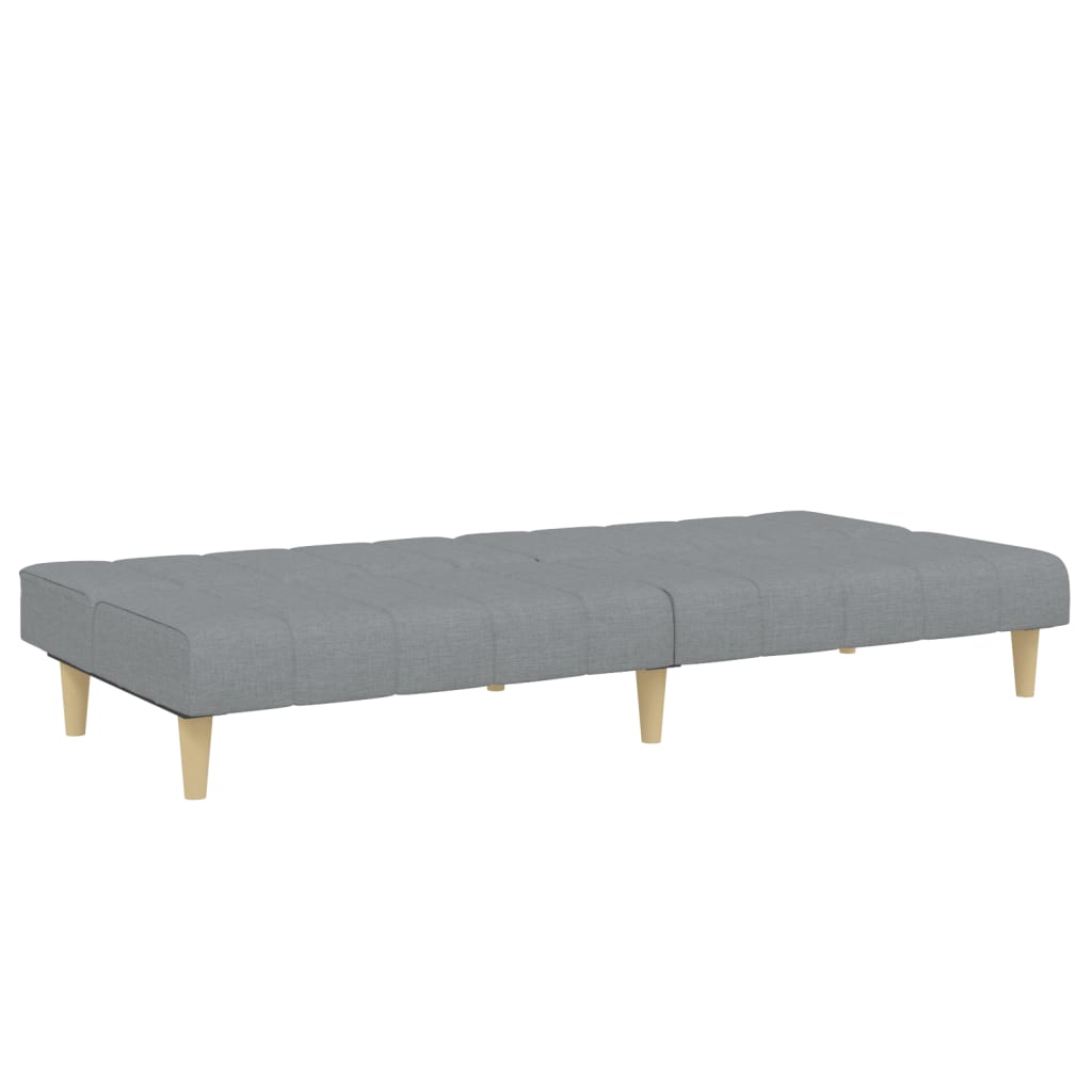 vidaXL Canapea extensibilă cu taburet, 2 locuri, gri deschis, textil