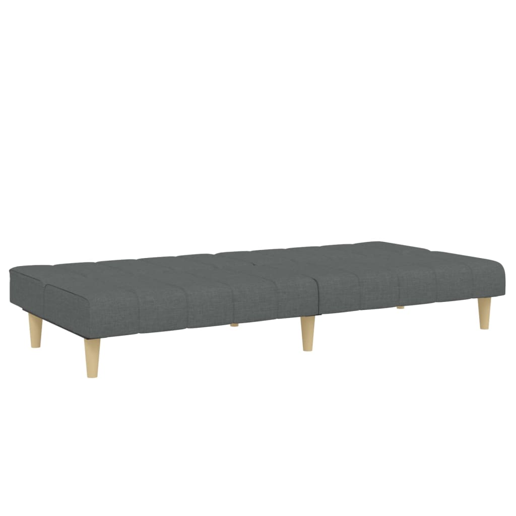 vidaXL Canapea extensibilă cu taburet, 2 locuri, gri închis, textil