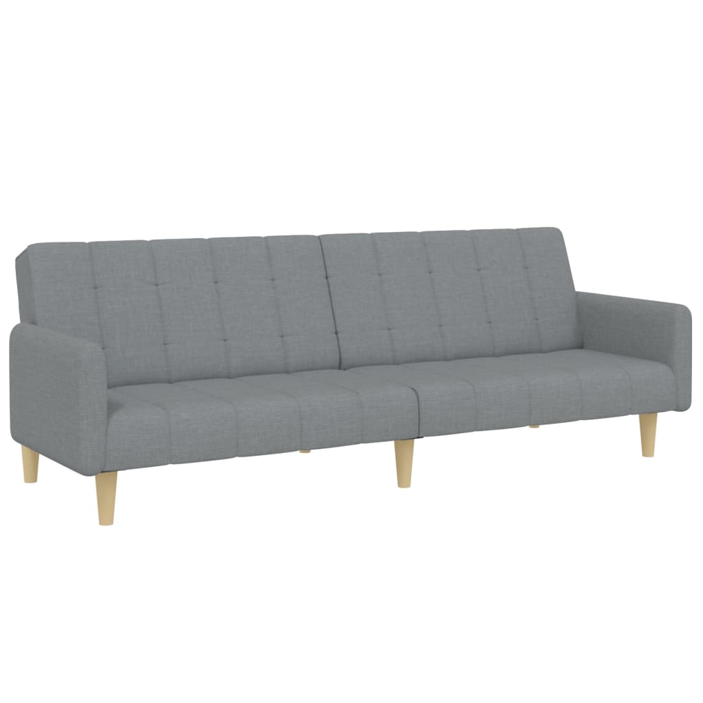 vidaXL Canapea extensibilă cu taburet, 2 locuri, gri deschis, textil