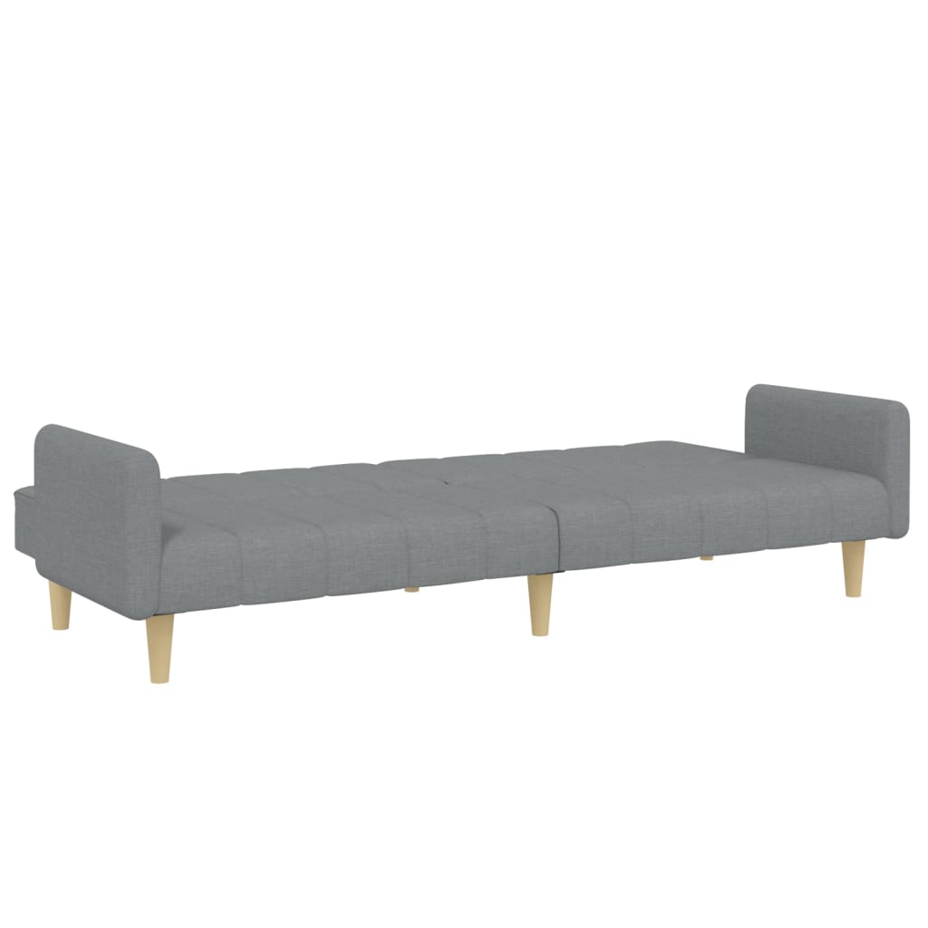 vidaXL Canapea extensibilă cu taburet, 2 locuri, gri deschis, textil