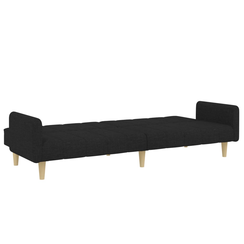 vidaXL Canapea extensibilă cu taburet, 2 locuri, negru, textil vidaXL Canapea extensibilă cu taburet, 2 locuri, negru, textil