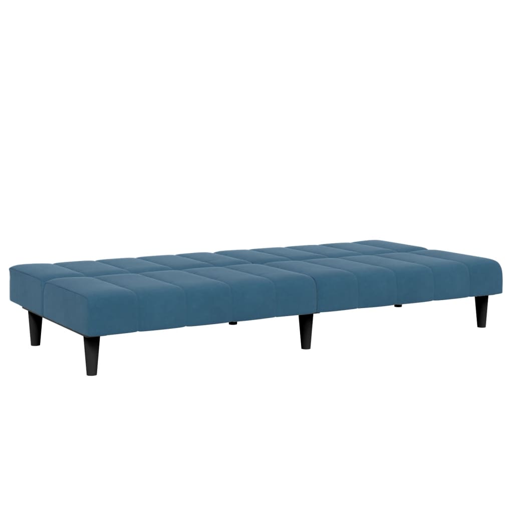 vidaXL Canapea extensibilă cu 2 locuri și taburet, albastru, catifea vidaXL Canapea extensibilă cu 2 locuri și taburet, albastru, catifea