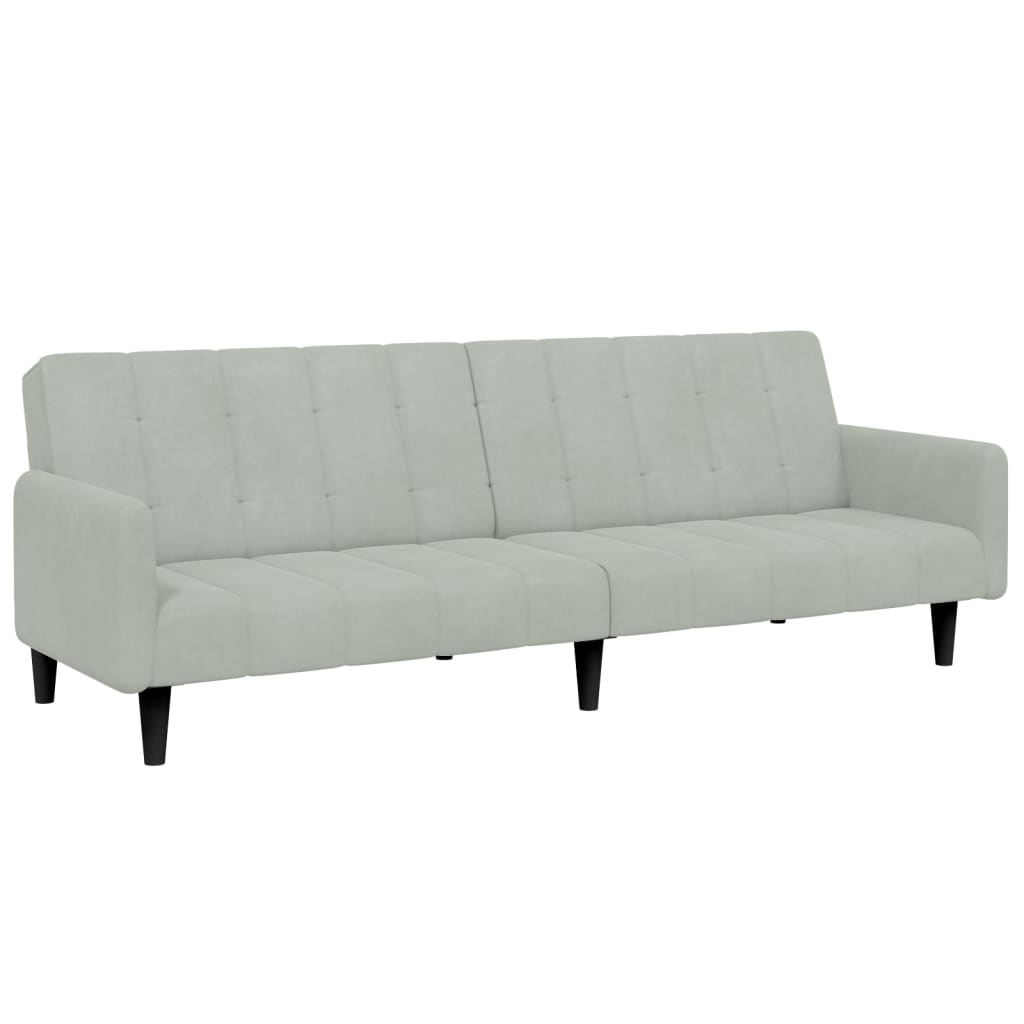 vidaXL Canapea extensibilă cu taburet, 2 locuri, gri deschis, catifea