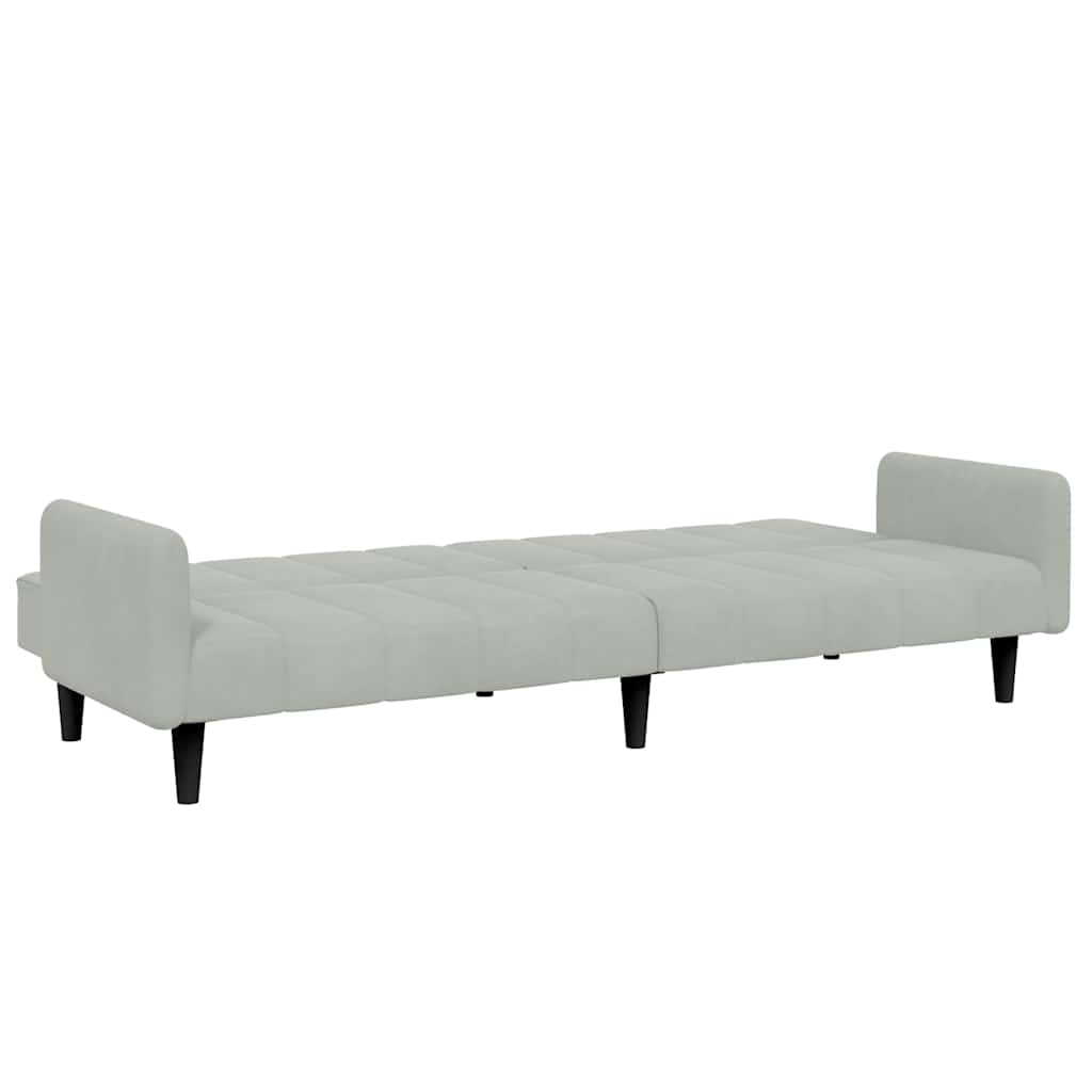 vidaXL Canapea extensibilă cu taburet, 2 locuri, gri deschis, catifea
