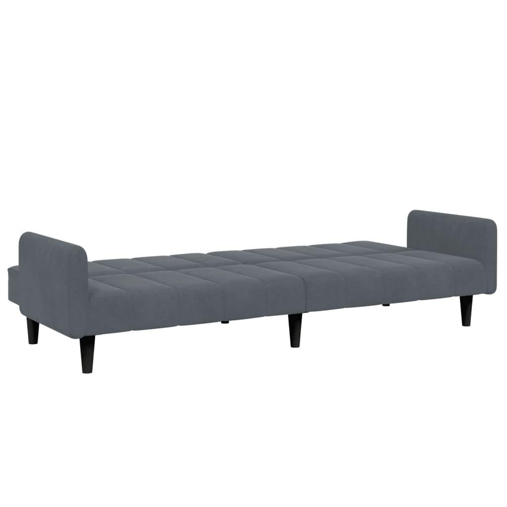 vidaXL Canapea extensibilă cu taburet, 2 locuri, gri închis, catifea