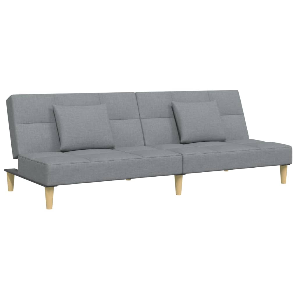 vidaXL Canapea extensibilă cu taburet, 2 locuri, gri deschis, textil
