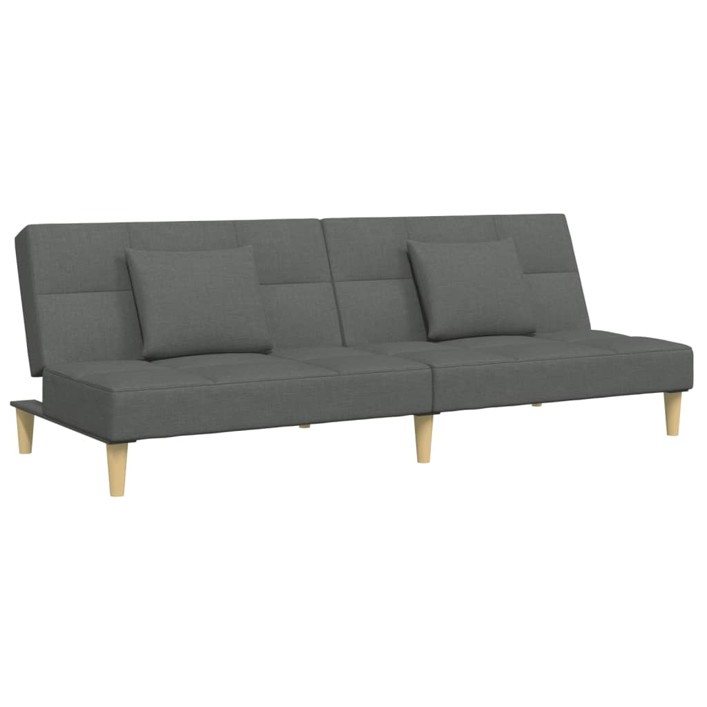 vidaXL Canapea extensibilă cu taburet, 2 locuri, gri închis, textil vidaXL Canapea extensibilă cu taburet, 2 locuri, gri închis, textil