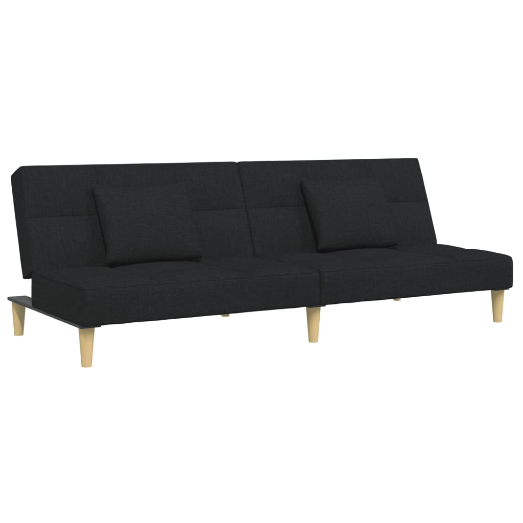 vidaXL Canapea extensibilă cu taburet, 2 locuri, negru, textil vidaXL Canapea extensibilă cu taburet, 2 locuri, negru, textil