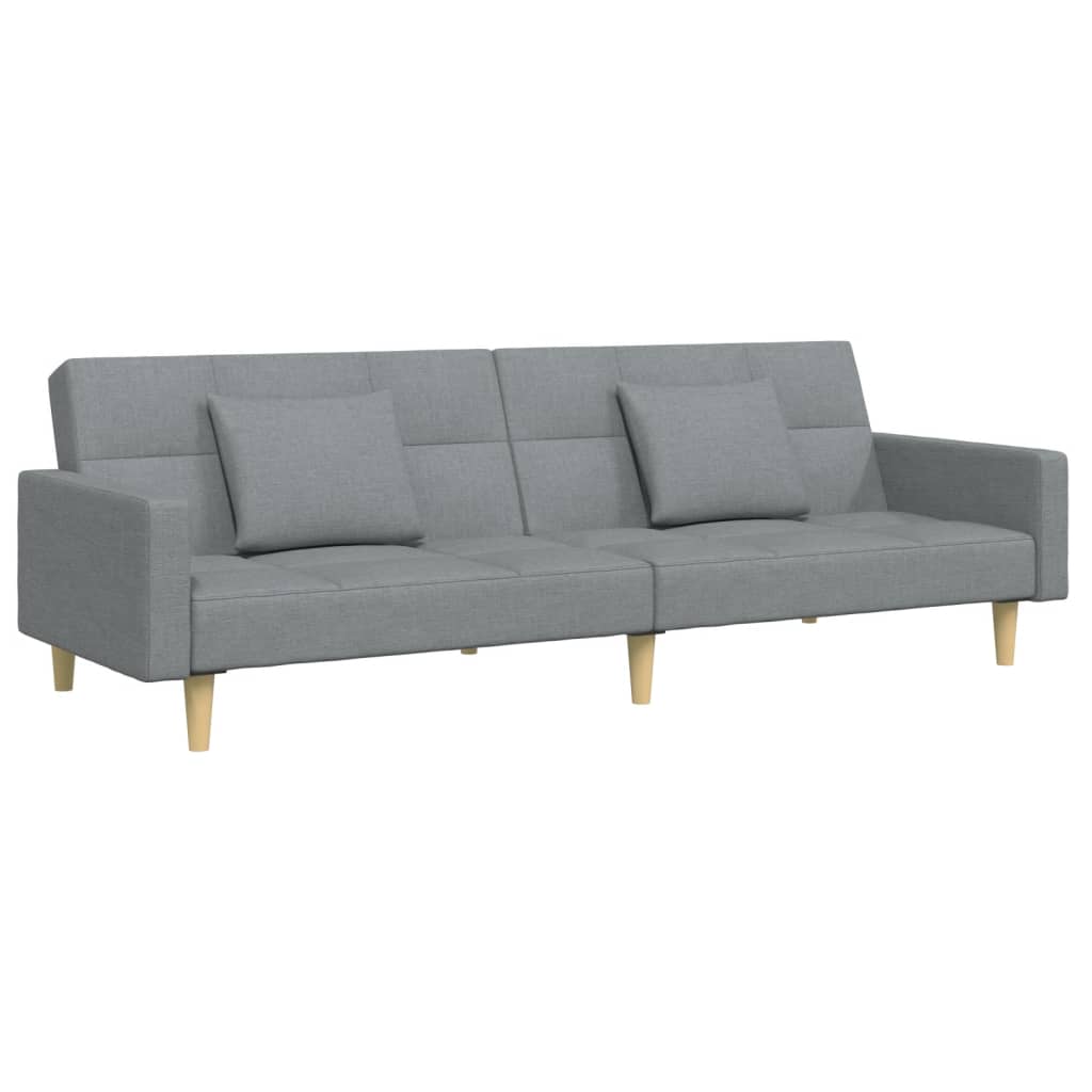 vidaXL Canapea extensibilă cu taburet, 2 locuri, gri deschis, textil vidaXL Canapea extensibilă cu taburet, 2 locuri, gri deschis, textil