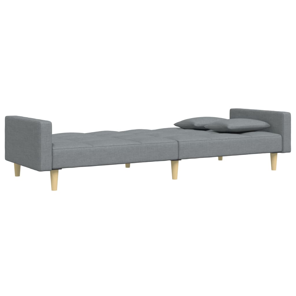 vidaXL Canapea extensibilă cu taburet, 2 locuri, gri deschis, textil vidaXL Canapea extensibilă cu taburet, 2 locuri, gri deschis, textil