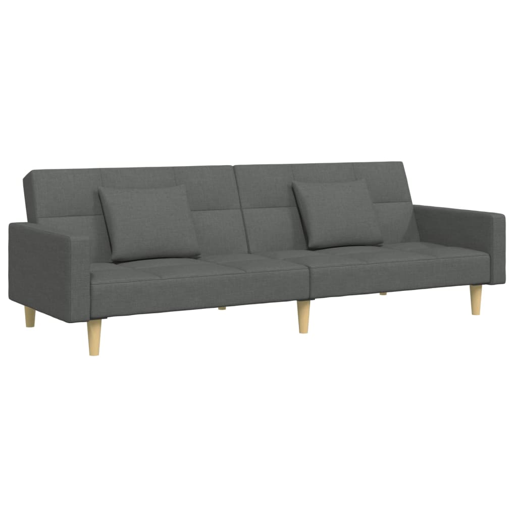 vidaXL Canapea extensibilă cu taburet, 2 locuri, gri închis, textil vidaXL Canapea extensibilă cu taburet, 2 locuri, gri închis, textil