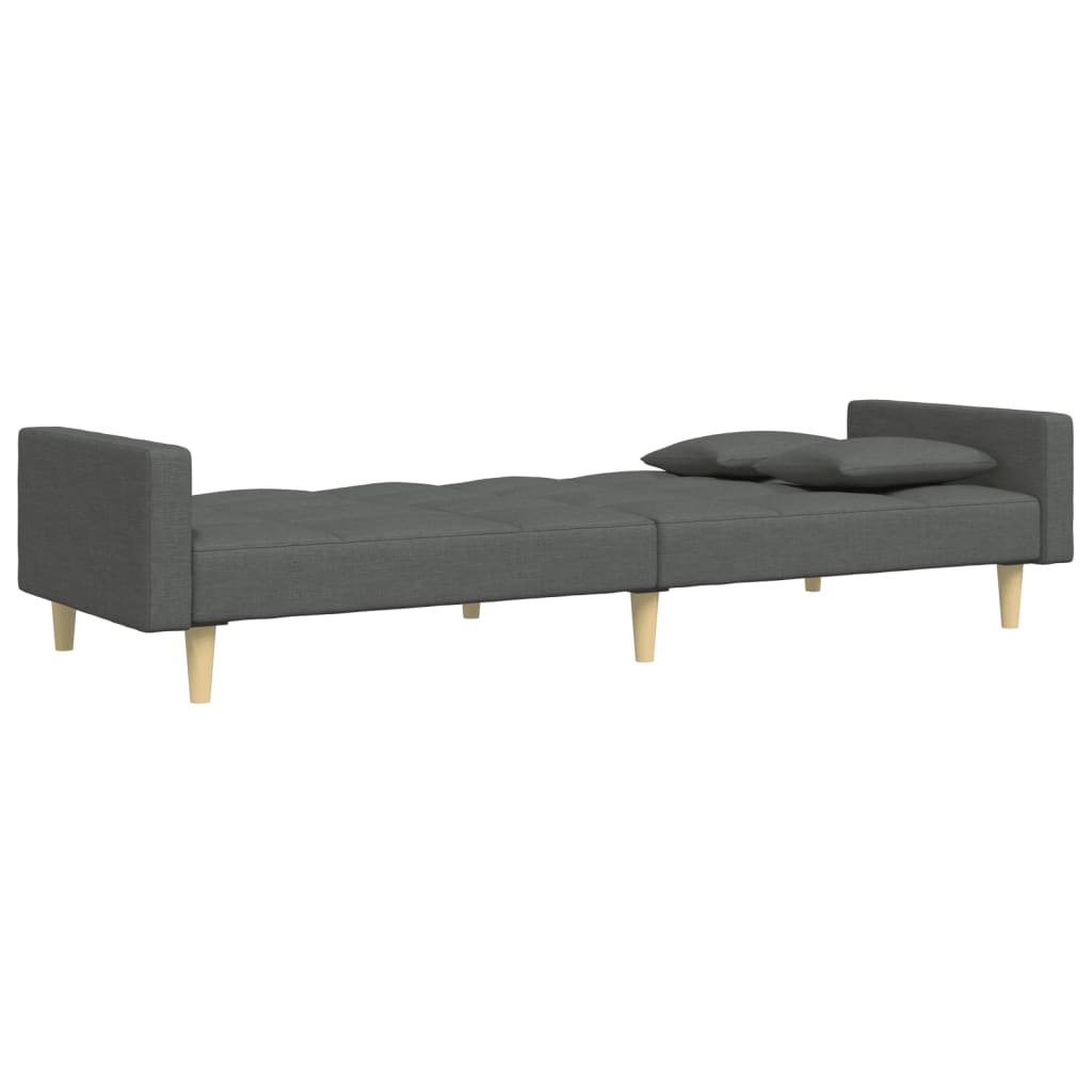 vidaXL Canapea extensibilă cu taburet, 2 locuri, gri închis, textil vidaXL Canapea extensibilă cu taburet, 2 locuri, gri închis, textil