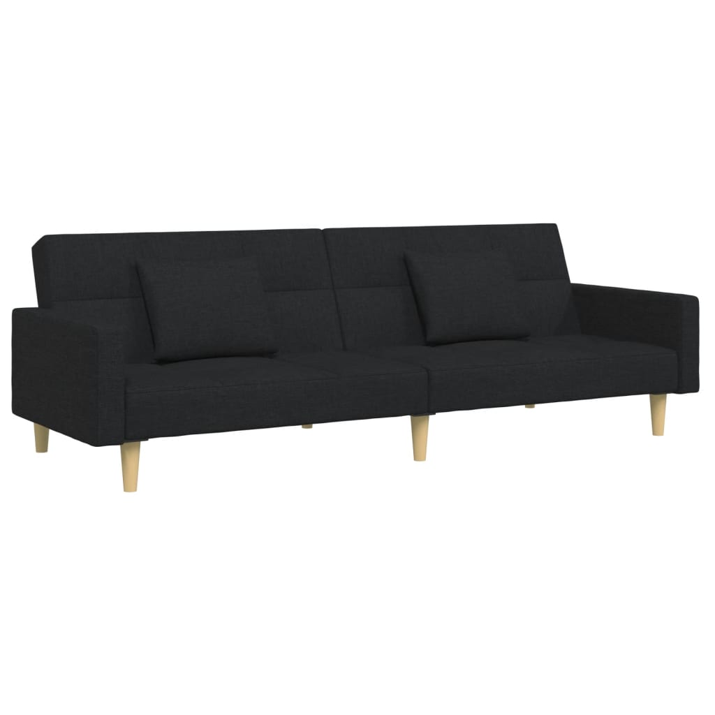 vidaXL Canapea extensibilă cu taburet, 2 locuri, negru, textil vidaXL Canapea extensibilă cu taburet, 2 locuri, negru, textil