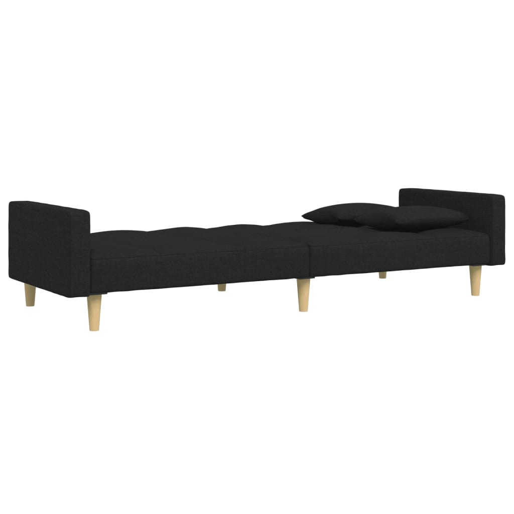 vidaXL Canapea extensibilă cu taburet, 2 locuri, negru, textil vidaXL Canapea extensibilă cu taburet, 2 locuri, negru, textil