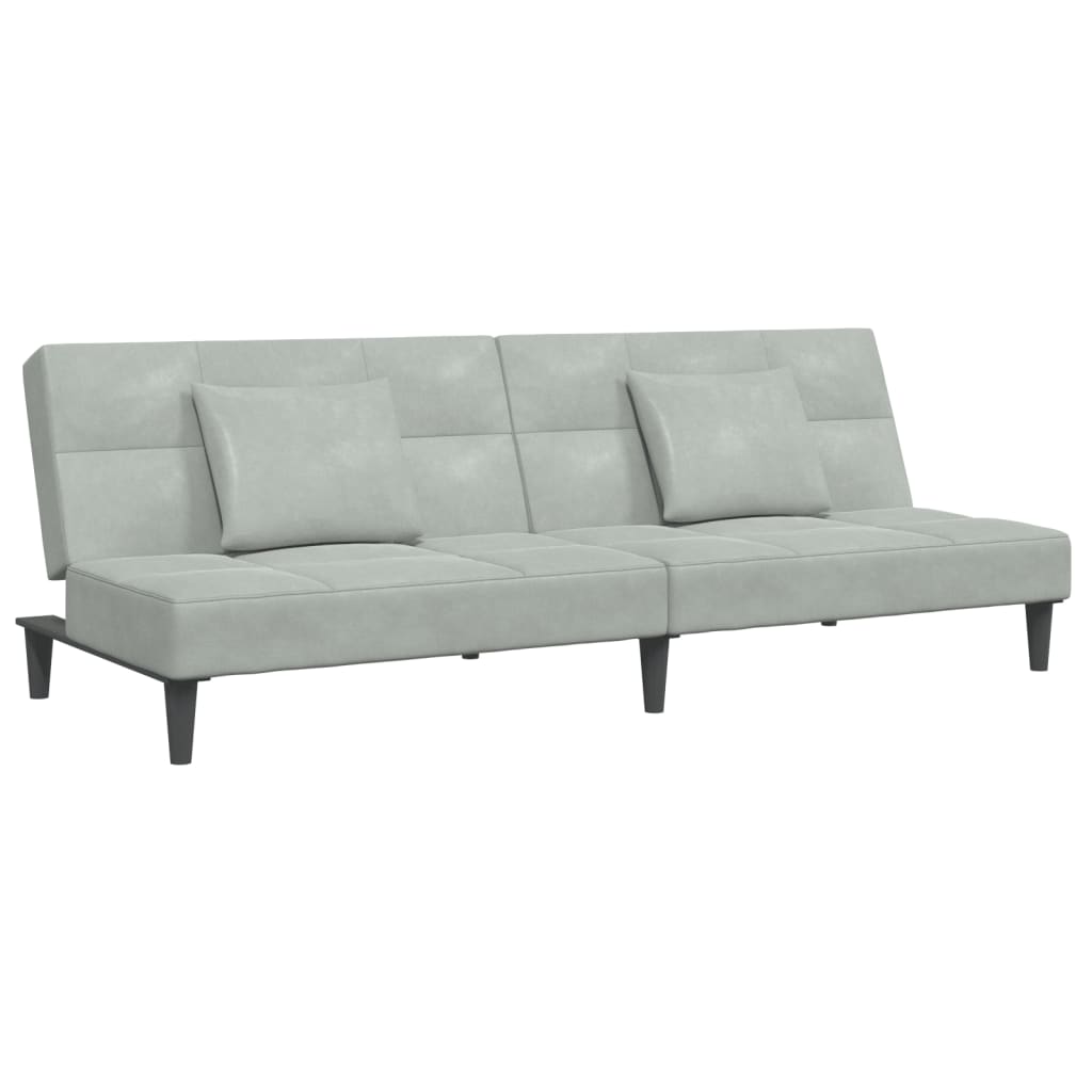 vidaXL Canapea extensibilă cu taburet, 2 locuri, gri deschis, catifea