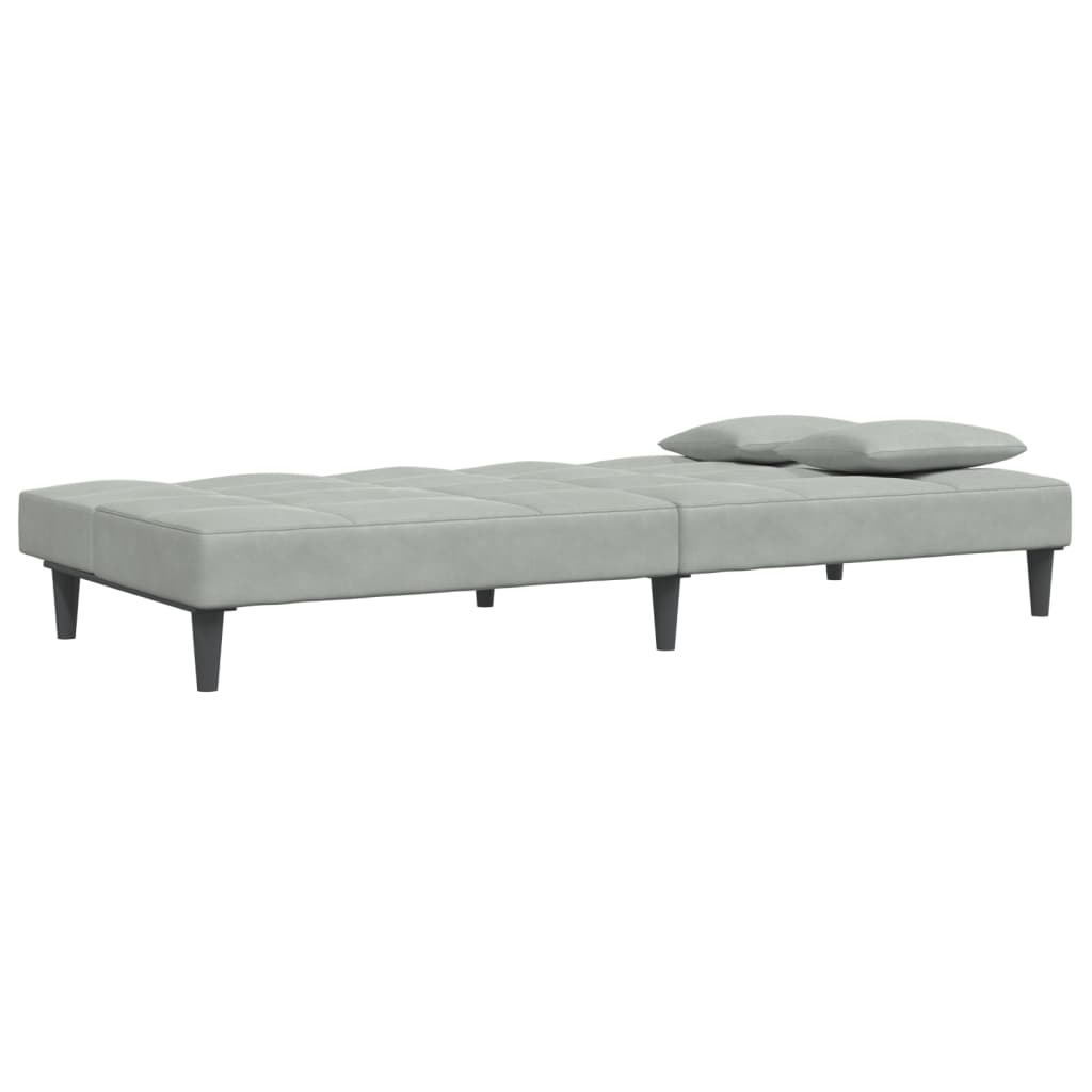 vidaXL Canapea extensibilă cu taburet, 2 locuri, gri deschis, catifea