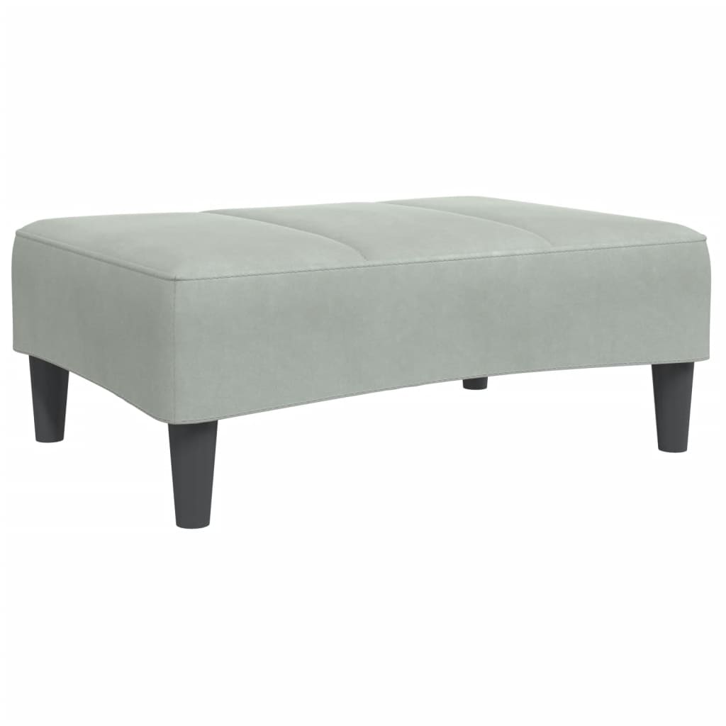 vidaXL Canapea extensibilă cu taburet, 2 locuri, gri deschis, catifea