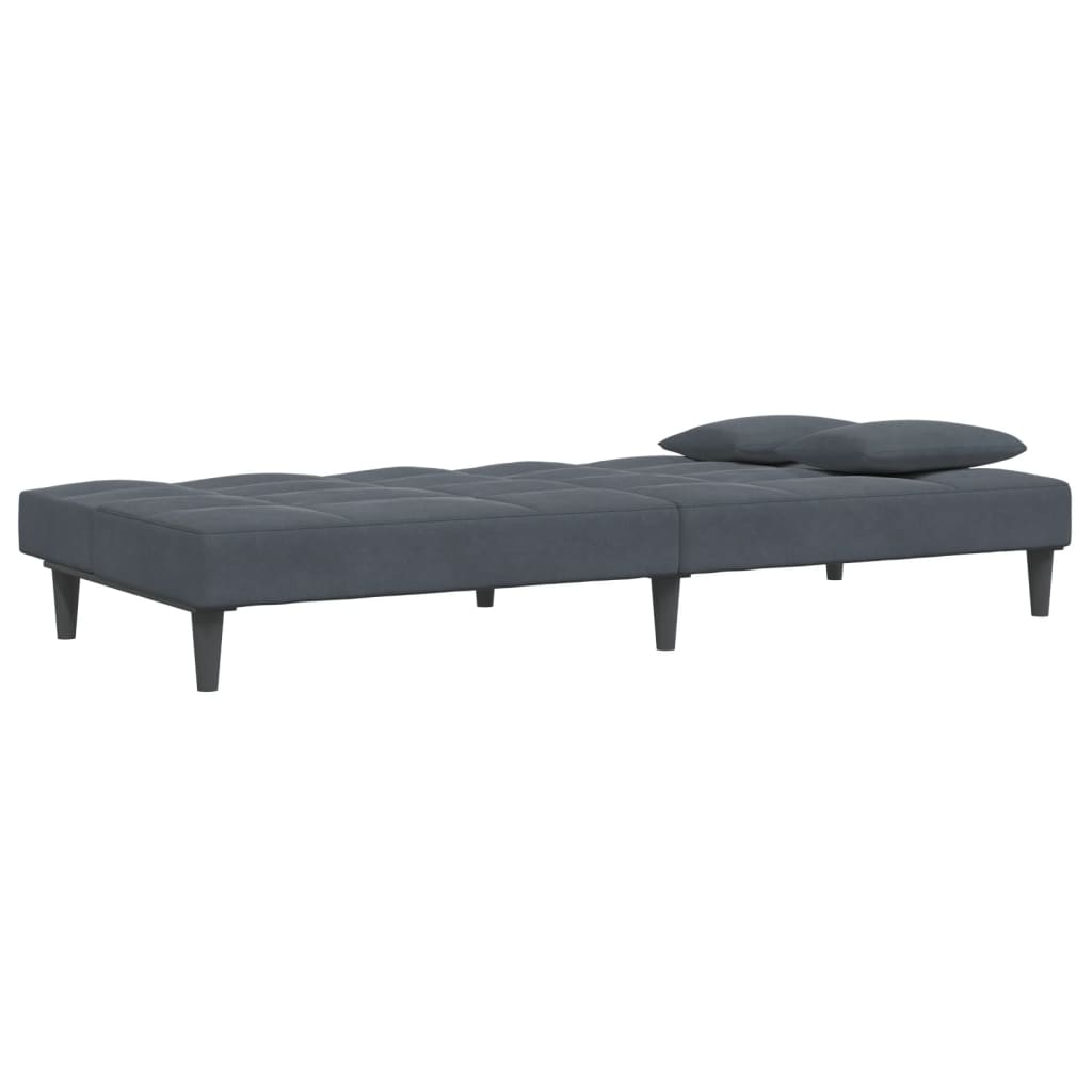 vidaXL Canapea extensibilă cu taburet, 2 locuri, gri închis, catifea