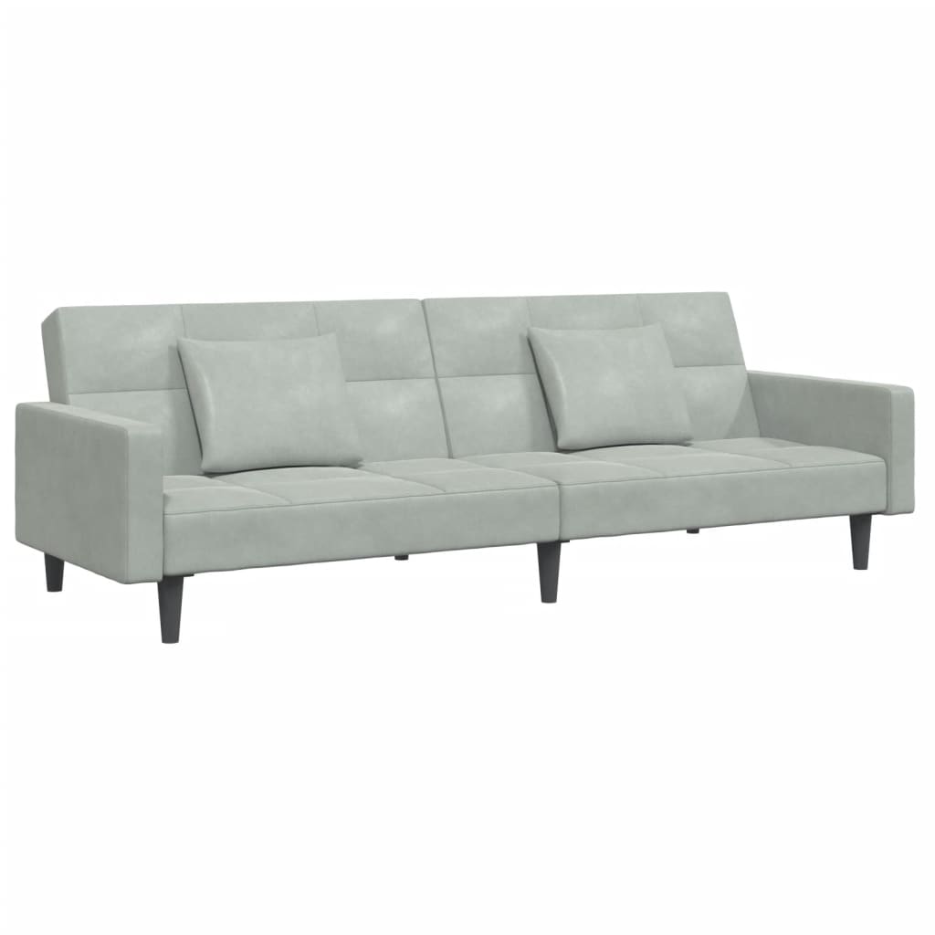 vidaXL Canapea extensibilă cu taburet, 2 locuri, gri deschis, catifea