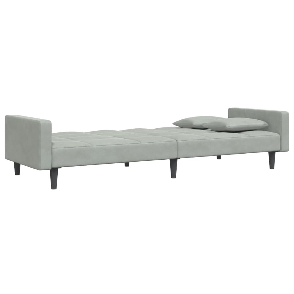 vidaXL Canapea extensibilă cu taburet, 2 locuri, gri deschis, catifea