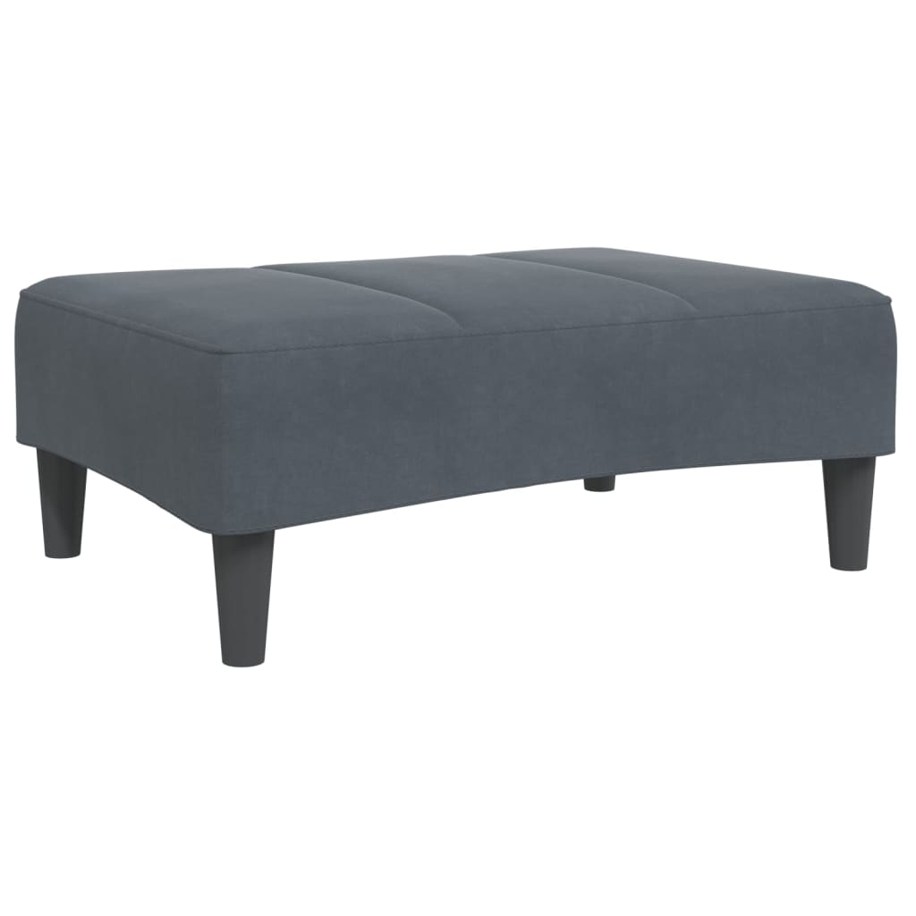 vidaXL Canapea extensibilă cu taburet, 2 locuri, gri închis, catifea vidaXL Canapea extensibilă cu taburet, 2 locuri, gri închis, catifea