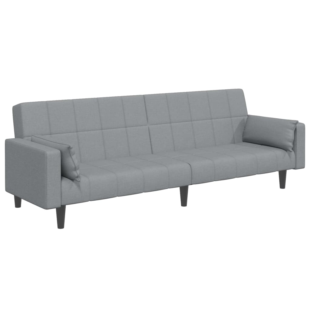 vidaXL Canapea extensibilă cu taburet, 2 locuri, gri deschis, textil vidaXL Canapea extensibilă cu taburet, 2 locuri, gri deschis, textil