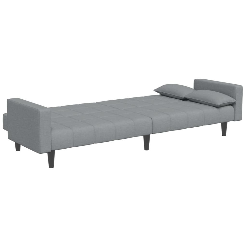 vidaXL Canapea extensibilă cu taburet, 2 locuri, gri deschis, textil vidaXL Canapea extensibilă cu taburet, 2 locuri, gri deschis, textil
