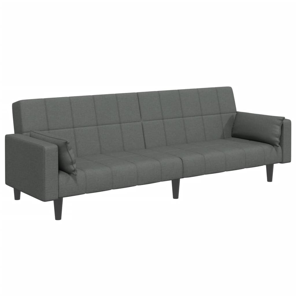 vidaXL Canapea extensibilă cu taburet, 2 locuri, gri închis, textil vidaXL Canapea extensibilă cu taburet, 2 locuri, gri închis, textil