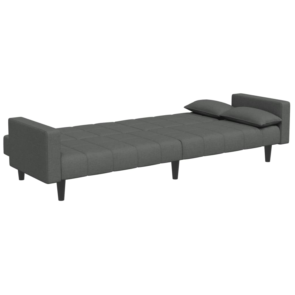 vidaXL Canapea extensibilă cu taburet, 2 locuri, gri închis, textil vidaXL Canapea extensibilă cu taburet, 2 locuri, gri închis, textil