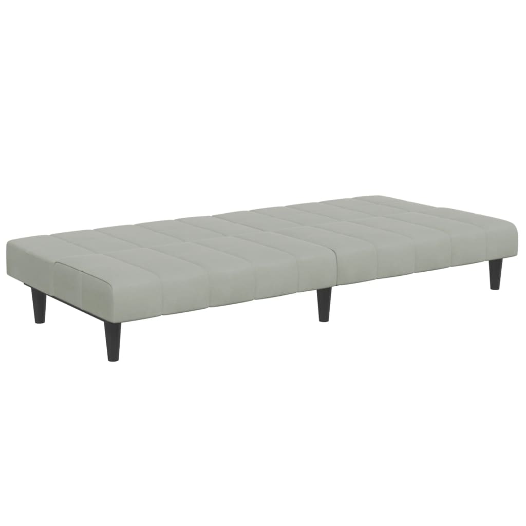 vidaXL Canapea extensibilă cu taburet, 2 locuri, gri deschis, catifea