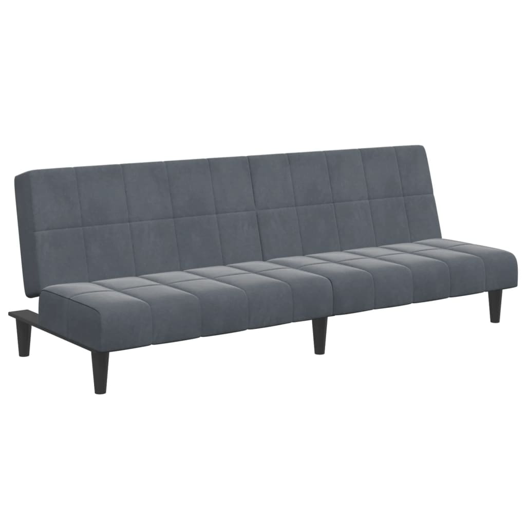 vidaXL Canapea extensibilă cu taburet, 2 locuri, gri închis, catifea