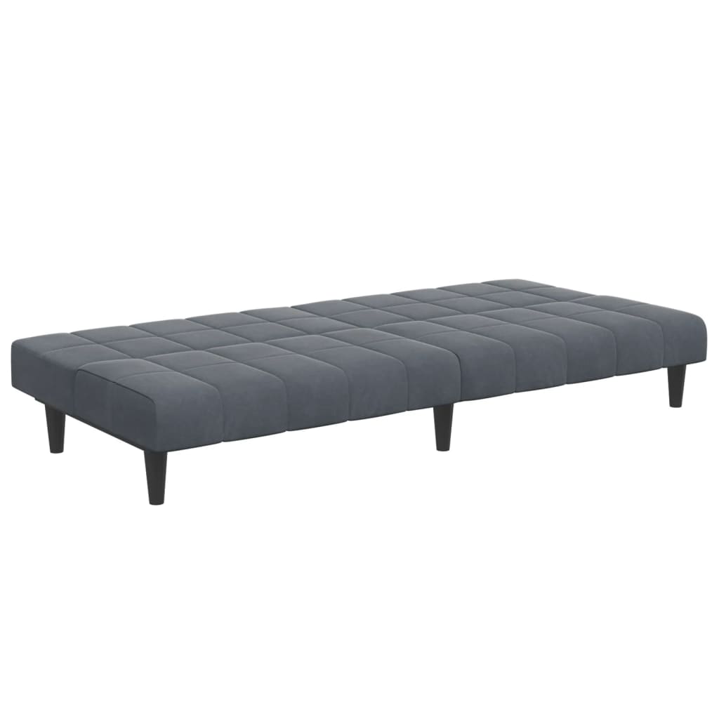 vidaXL Canapea extensibilă cu taburet, 2 locuri, gri închis, catifea