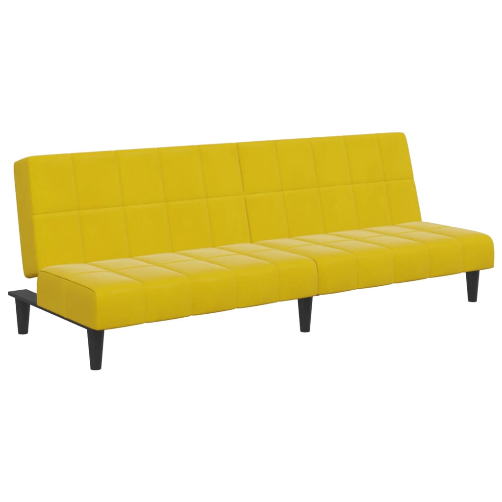 vidaXL Canapea extensibilă cu taburet, 2 locuri, galben, catifea