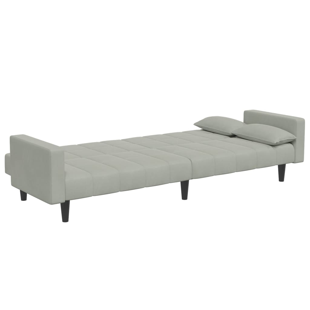 vidaXL Canapea extensibilă cu taburet, 2 locuri, gri deschis, catifea