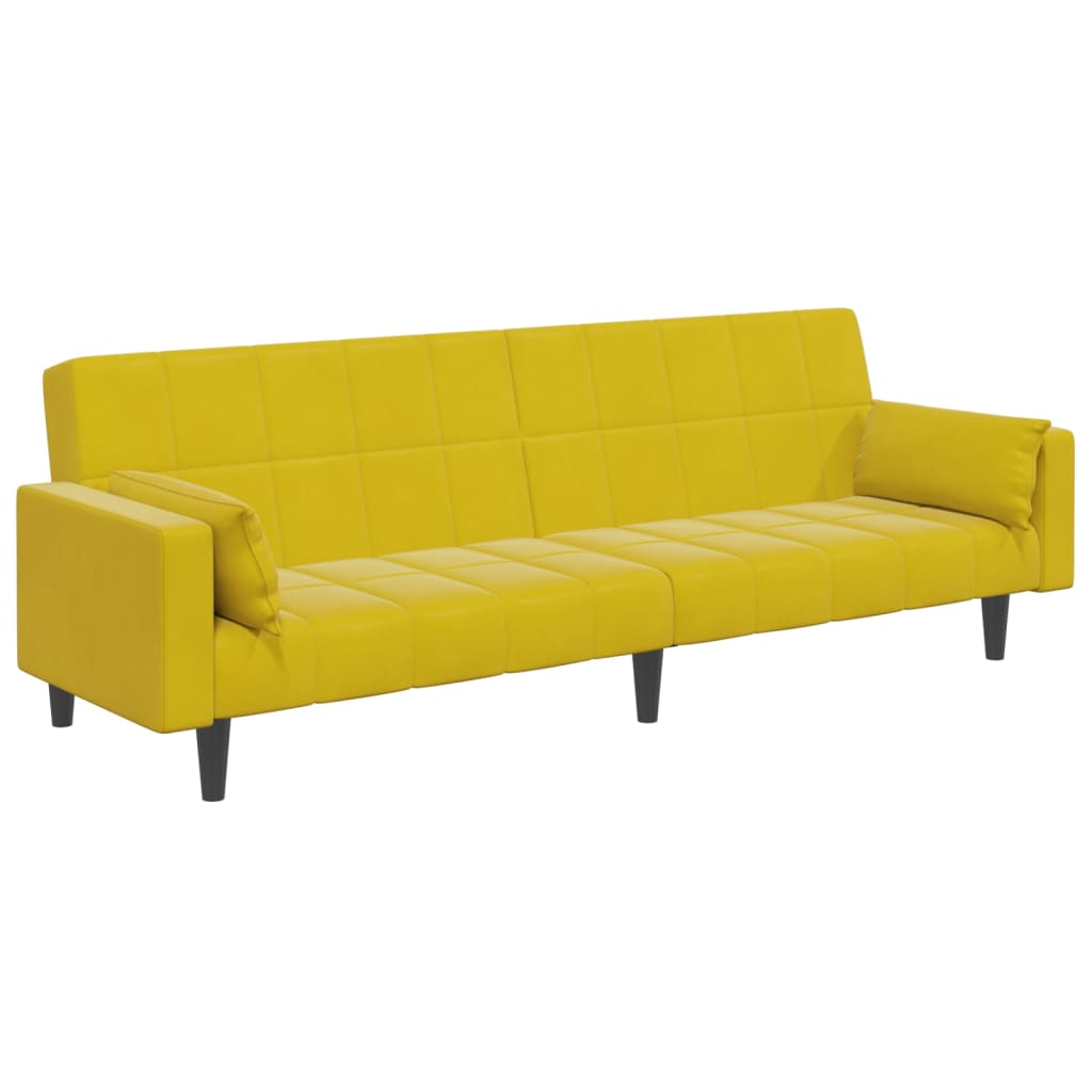 vidaXL Canapea extensibilă cu taburet, 2 locuri, galben, catifea