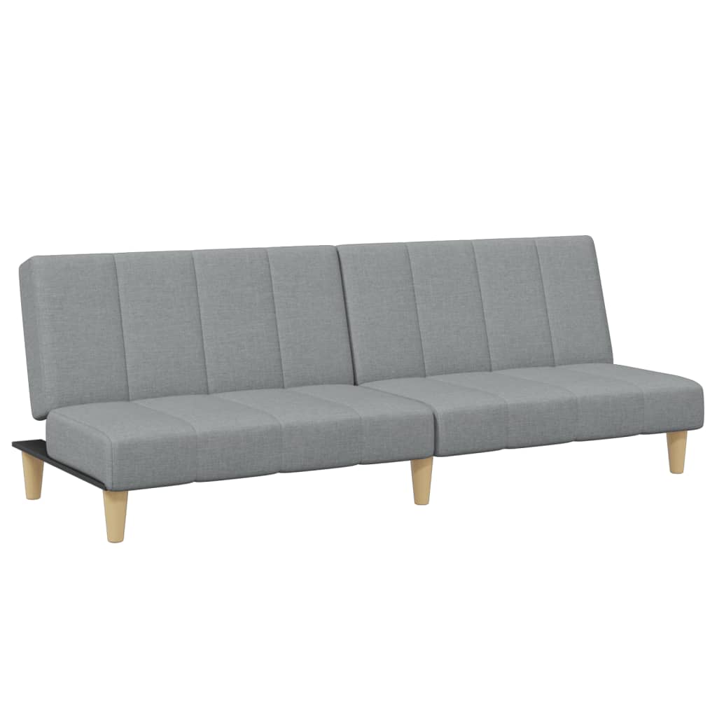 vidaXL Canapea extensibilă cu taburet, 2 locuri, gri deschis, textil