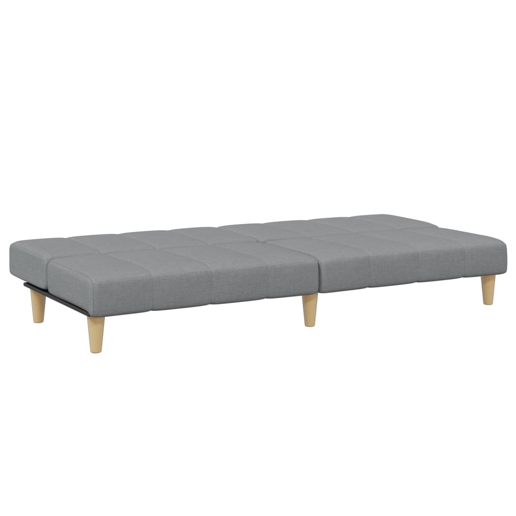 vidaXL Canapea extensibilă cu taburet, 2 locuri, gri deschis, textil