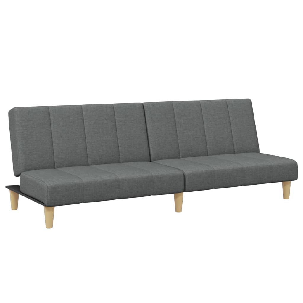 vidaXL Canapea extensibilă cu taburet, 2 locuri, gri închis, textil vidaXL Canapea extensibilă cu taburet, 2 locuri, gri închis, textil