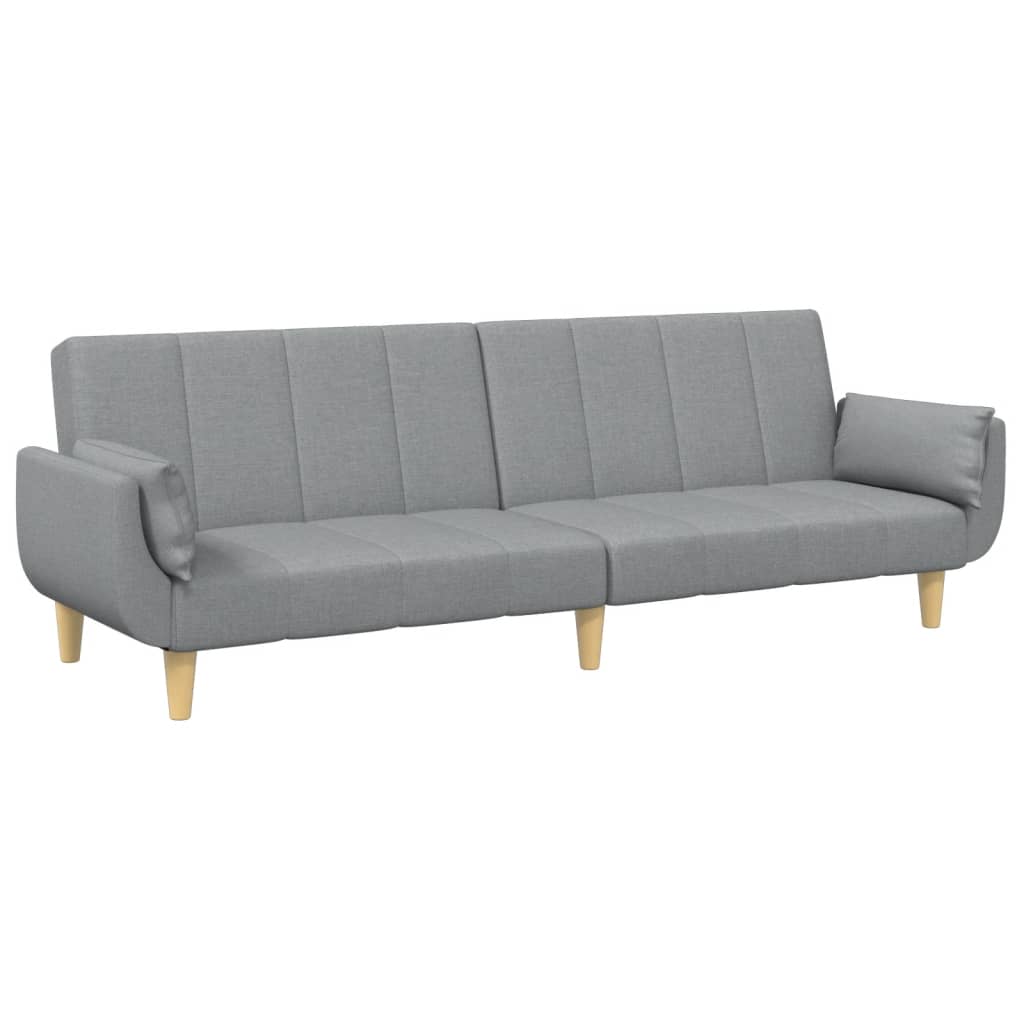 vidaXL Canapea extensibilă cu taburet, 2 locuri, gri deschis, textil